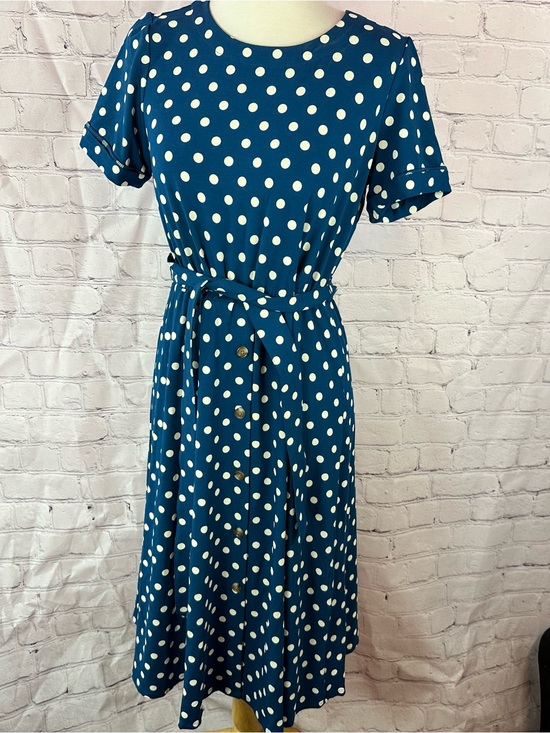 J. Jill Dresses & Skirts - J. Jill Polka Dot Midi Dress Tie Waist women S a-line retro classic minimalist